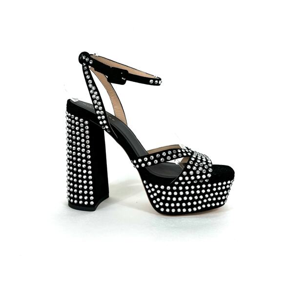 Hill House Home The Party Platform Black Suede Rhinestone Sandals 40 Studed Shoe - Picture 1 of 7